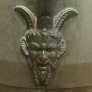 Meridian B Co Silver Plate Devil Pitcher Ceramic Liner 1868 Victorian 13.5"